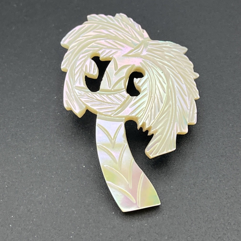 Vintage Mother Of Pearl Palm Tree Lapel Pin